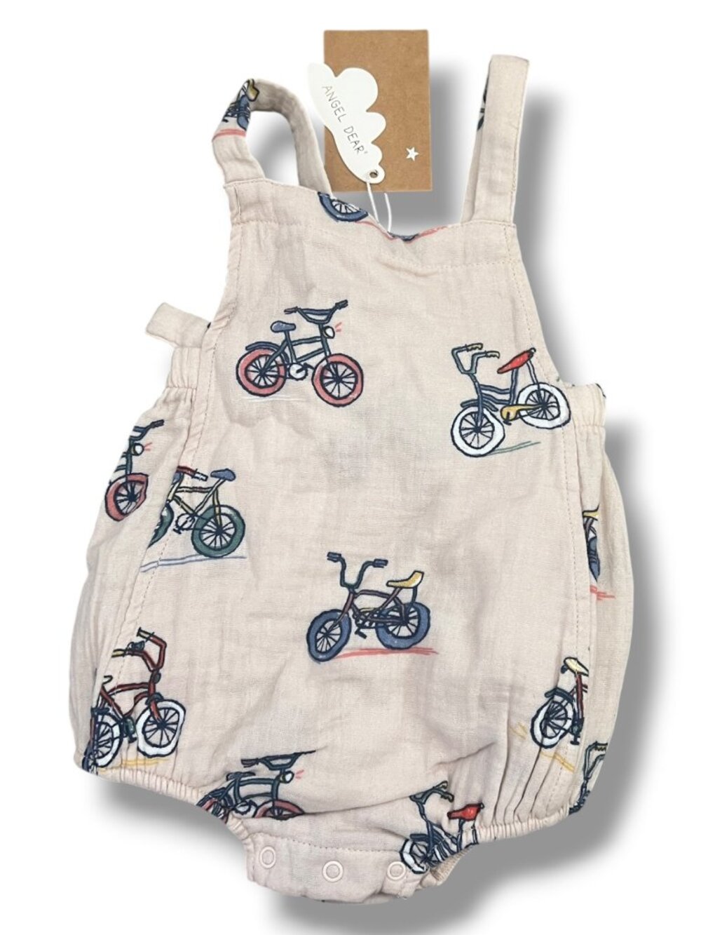 NWT Angel Dear Baby Romper Retro Bike Bicycle Print Sunsuit Size 3-6 Months